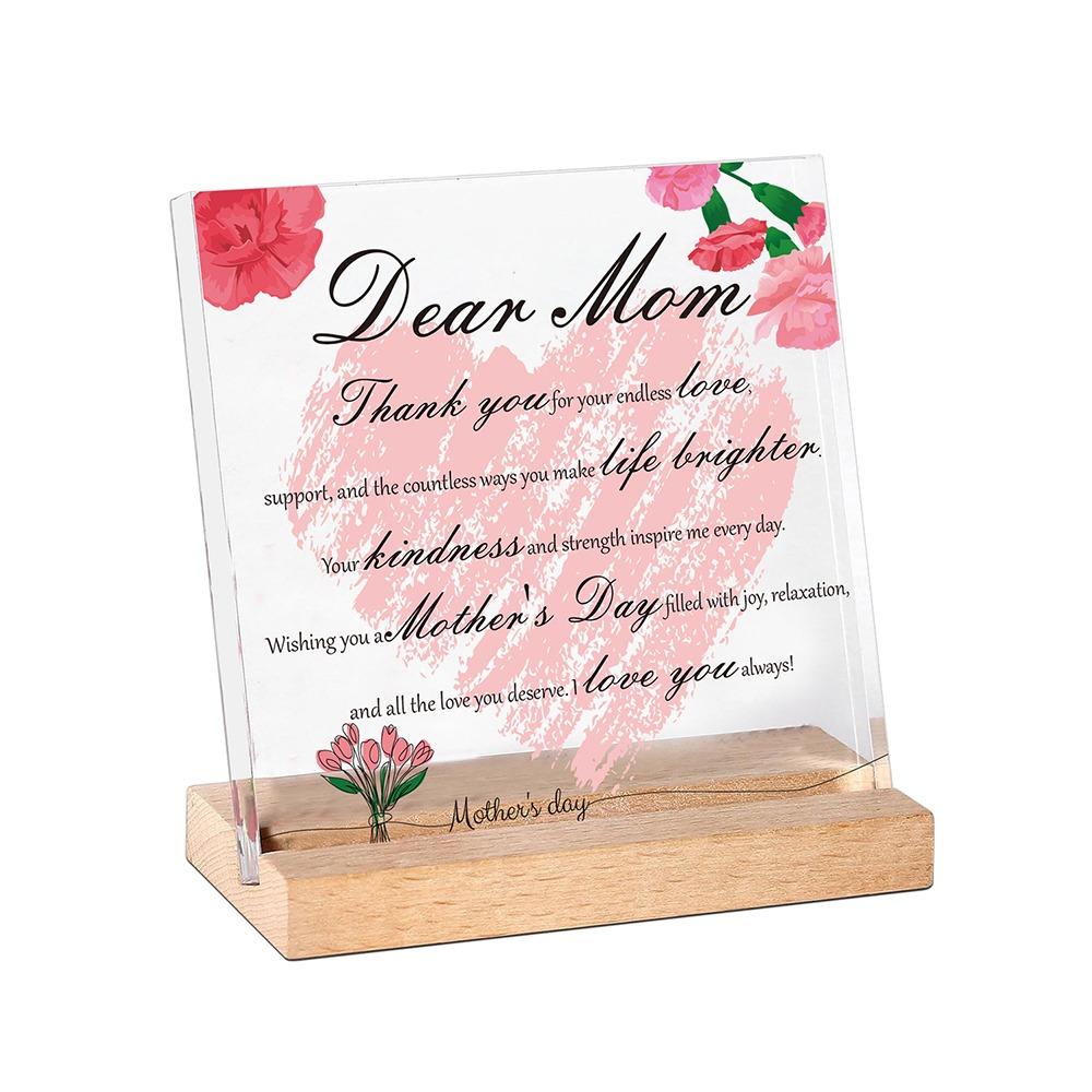 Waterproof Mother's Day Desktop Sign Romantic Love Flowers Ornament Mom Tabletop Sign  Studio Desk