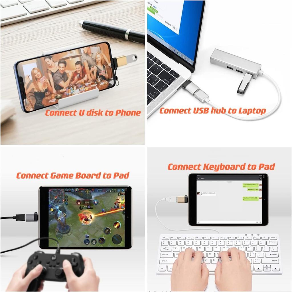 2 шт. адаптера USB-C на USB со шнурком OTG Адаптер USB-C на USB 3.0 «мама»