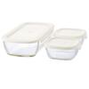 HARIO Stackable Glass Container Set of Made In Heat-Resistant S, 3, Japan, KSTL-S-2508-OW