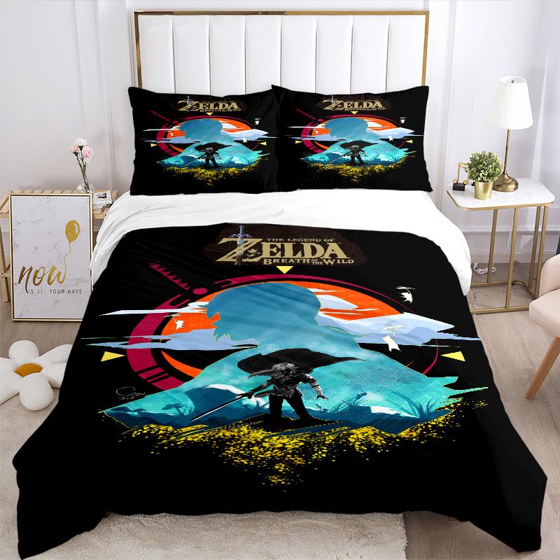Zelda Breath Wild Adventure Print 3Pcs Bedding Setduvet Cover With 2 Bedropillowcase Home Birthday Gift