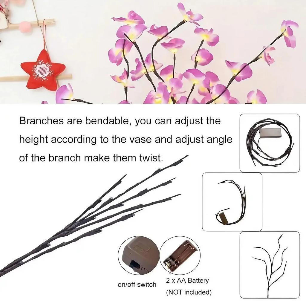 STOENGO 20 светодиодных светильников в виде ивовых веток - Идеально для дома, спальни, свадьбы, Рождества, Дня святого Валентина, Дня матери