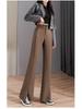 2026 Women's High-Waisted Flowing Black Micro-Flare Wide-Leg Trousers with Slit