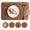 Nordic ins cowhide pattern leather PU mat two-color rectangular dining table mat high-end western food plate mat anti-scalding and heat insulation mat