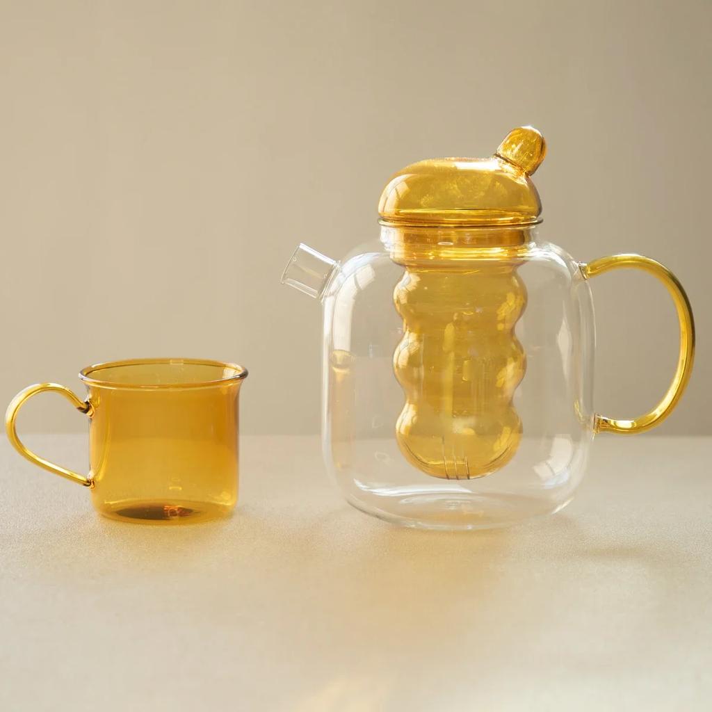 Glass Pitcher Cute Teapots Glass Set Tea Set Kettle Glass Mug Cups Teaware Heat Resistant Glasses Tea Pot Set Tea Infuser