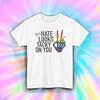 Hate Looks Tacky Shirt | Rainbow Skeleton Hand Pride Peace Graphic Tee S-5XL