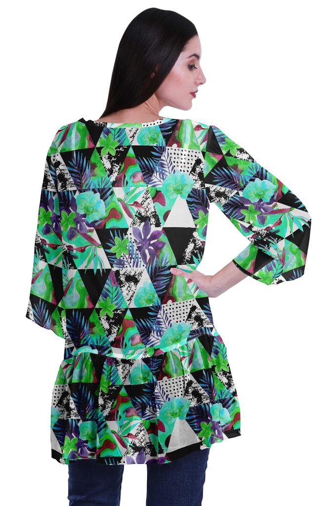 Moomaya Printed Georgette Beach Clothes For Women Short Shrug Cover Up