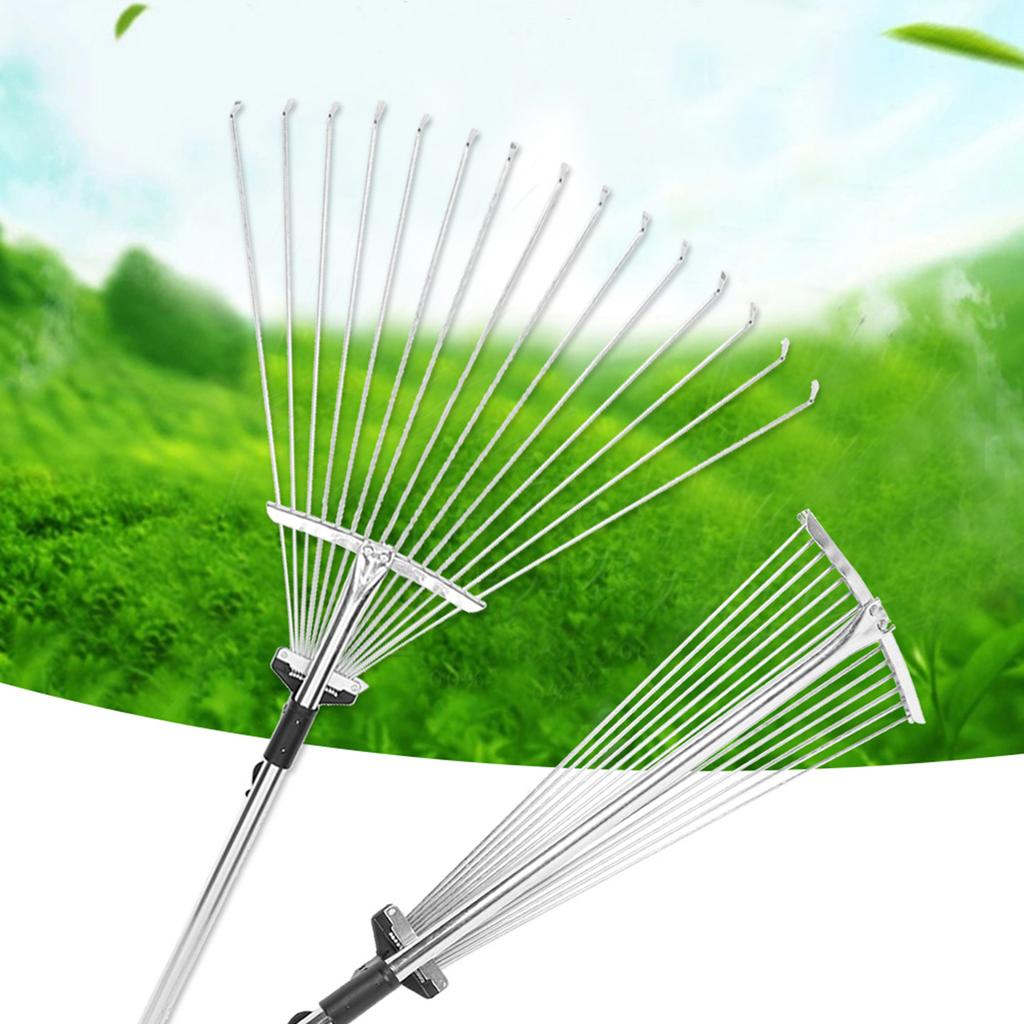 Garden Telescopic Rake Adjustable Folding Grass Leaves Rake Garden Cleaning Tool