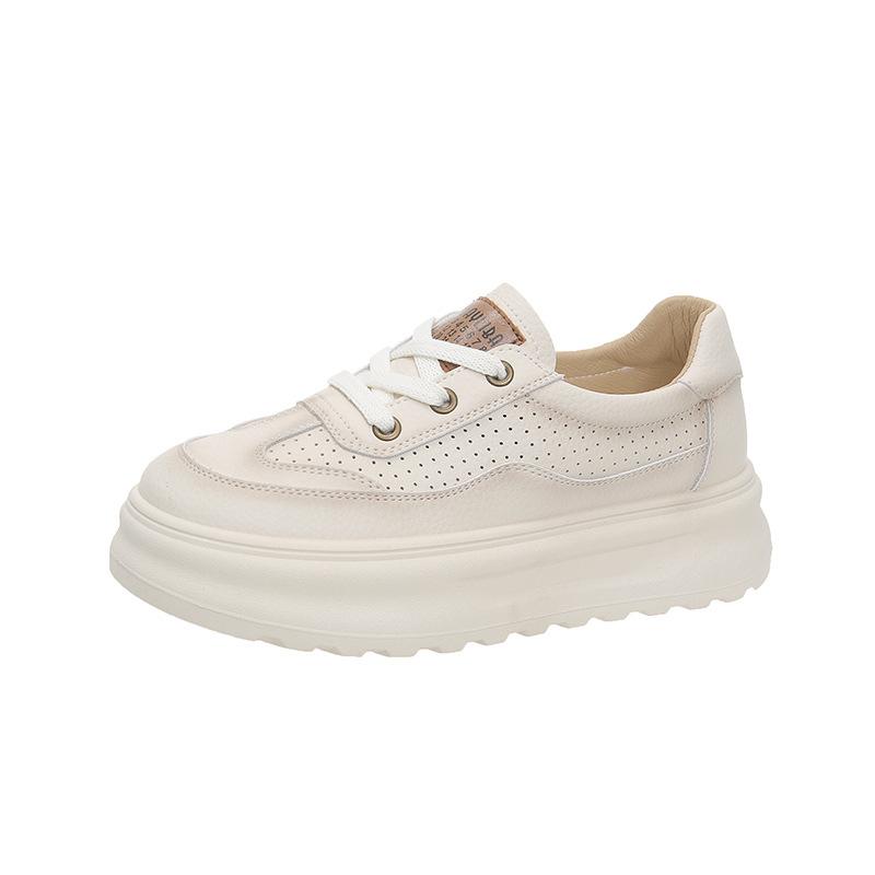 Sponge Cake Thick-soled White Shoes for Women's New Small People To Increase Height and Look Thin, Retro Versatile Non-slip Casual Board Shoes