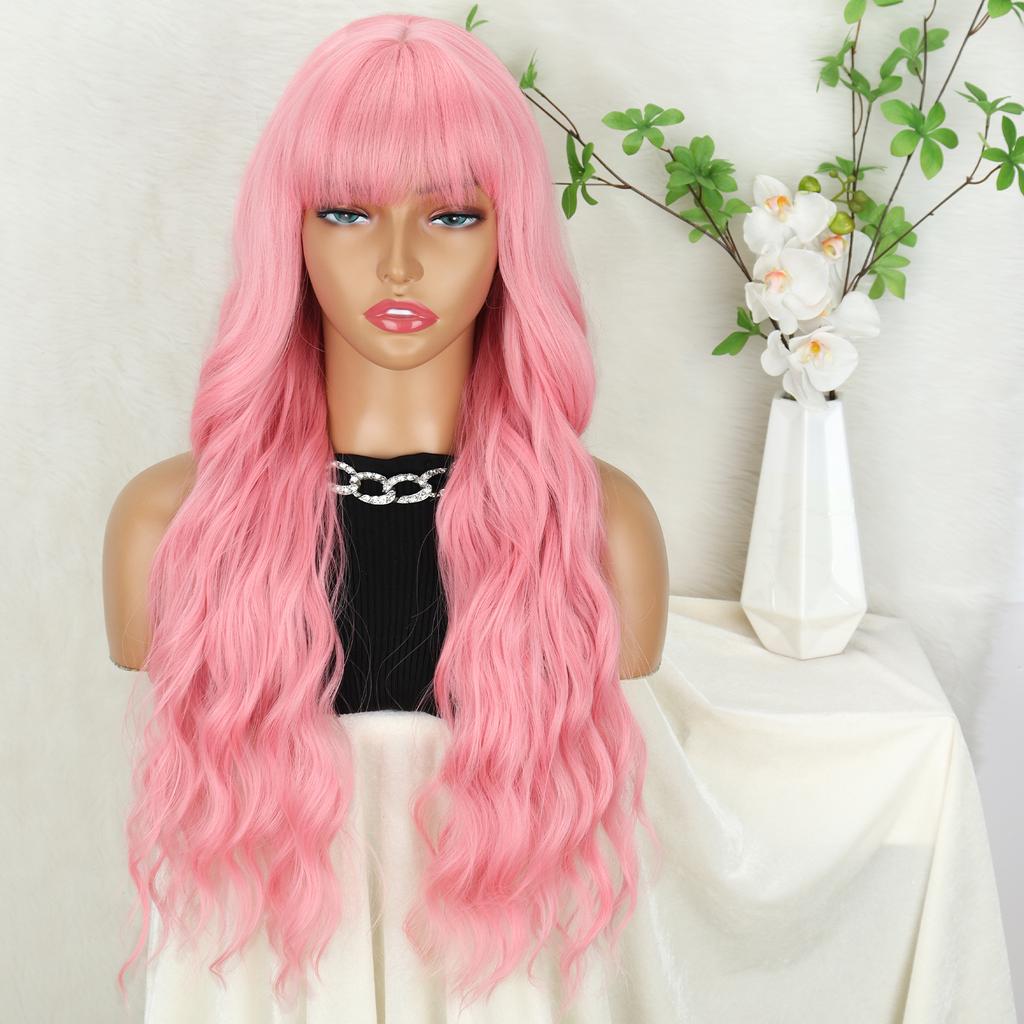 Синтетические длинные черные парики с челкой, натуральные волнистые волосы, парик для женщин, повседневный косплей, вечерние, термостойкий