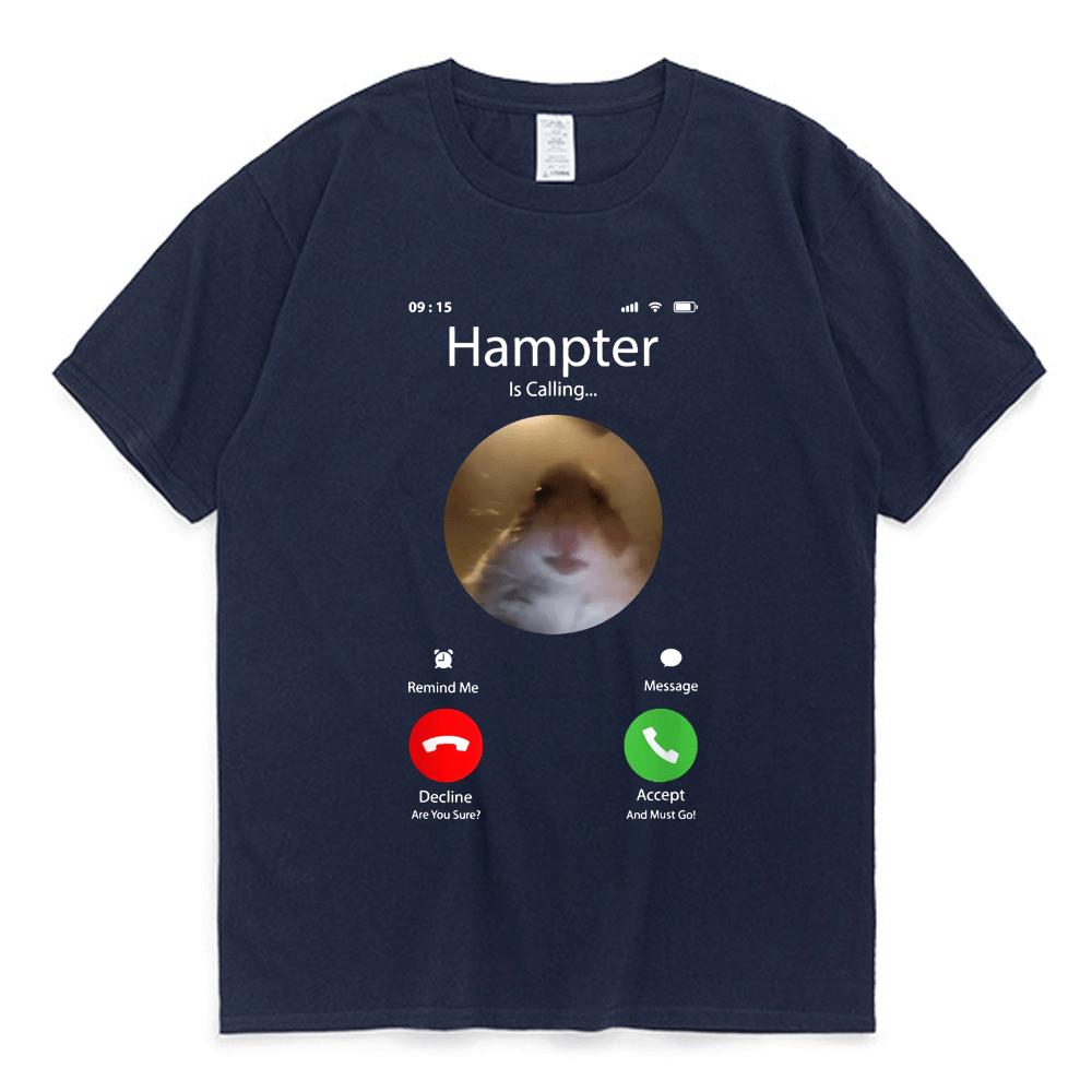 Dank Meme Hamster Staring Front Camera Hampter Calling T Shirt for Men Women Cute Oversized Graphics T-shirt 100% Cotton Tees