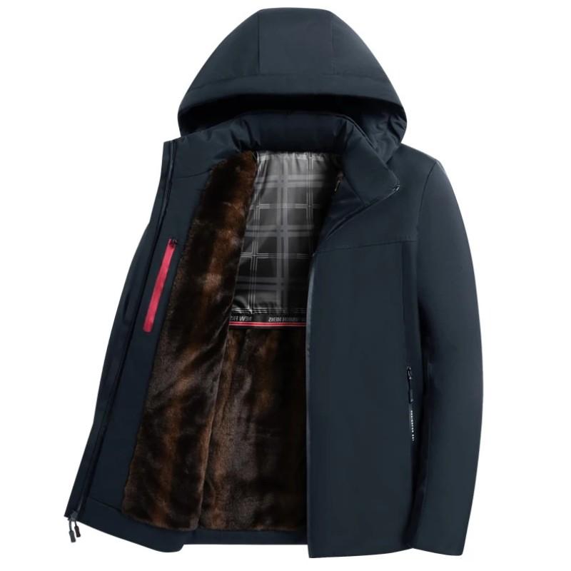 Fall/winter Detachable Collar and Fleece Casual Dad Outfit with All-in-one Hooded Baggy Plus-size Men's Wear