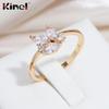 Kinel сверкающее клеверное кольцо с натуральным цирконием для женщин, легкие одинаковые ювелирные изделия на каждый день