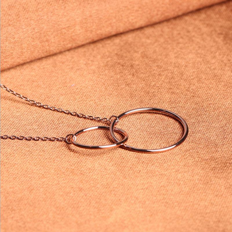 Double Circle Necklace S925 Sterling Silver Double Ring Circle Popular Necklace Accessories