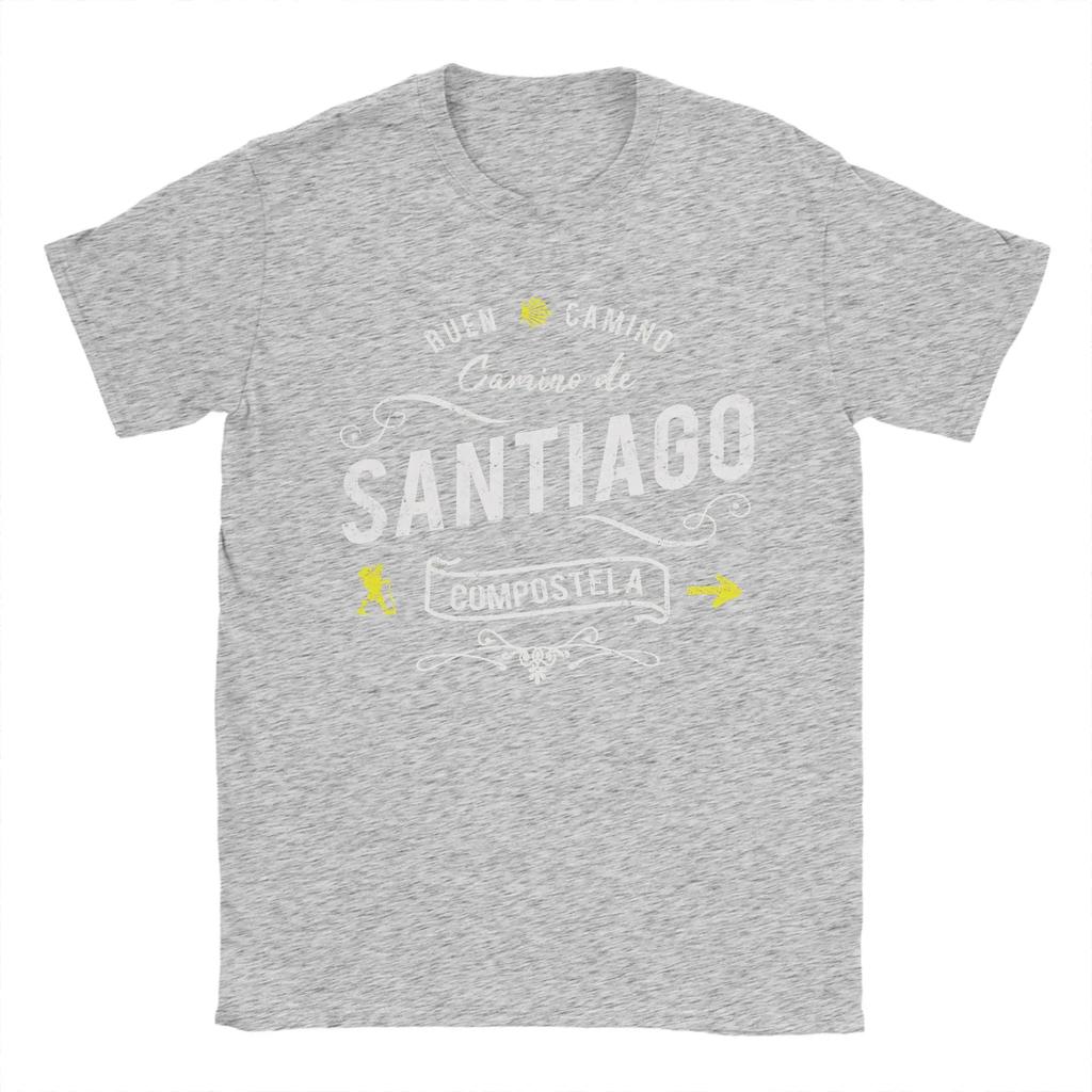 Мужская футболка Buen Camino De Santiago Compostela Peregrino Винтажная хлопковая футболка Футболка с коротким рукавом Топы с круглым вырезом