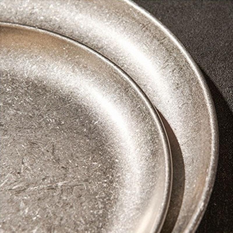 304 Stainless Steel Plates Vintage Multi-Function Storage Tray Classical Durable Western Dish Steak Dessert Plate Table Decor