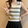 Tank Tops Women 2025 Summer Sleeveless O-Neck Print Slim Knitted Tank Tops Camis Women Tops JJ260