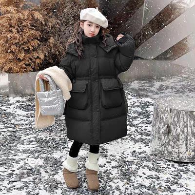 Детское зимнее утепленное пальто средней длины - теплая хлопковая куртка для мальчиков и девочек.
