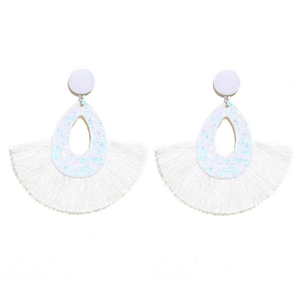 Серьги-капли с блестками и кисточками в богемном стиле, блестящие блестящие висячие свадебные серьги