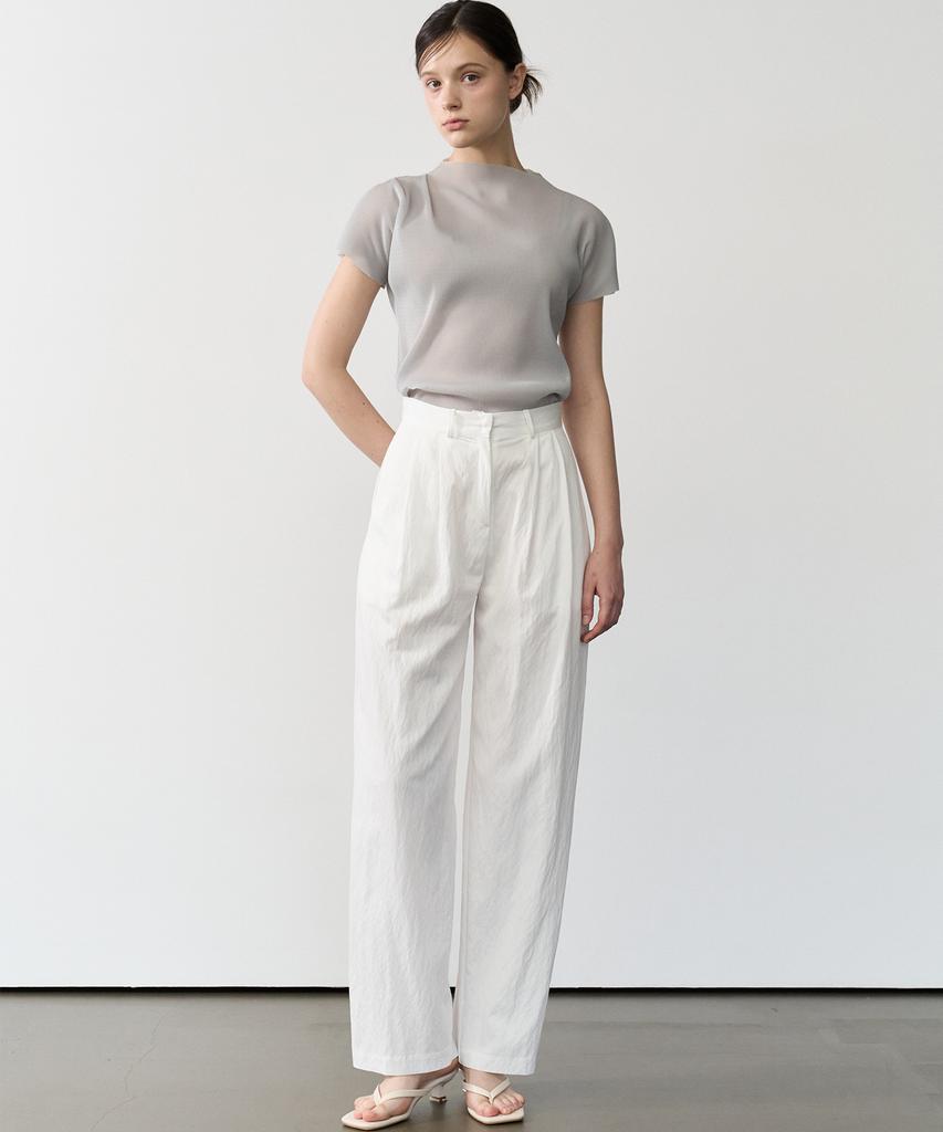 BIBYSEOB Mock Neck Pleated T-Shirt Gray [T62]