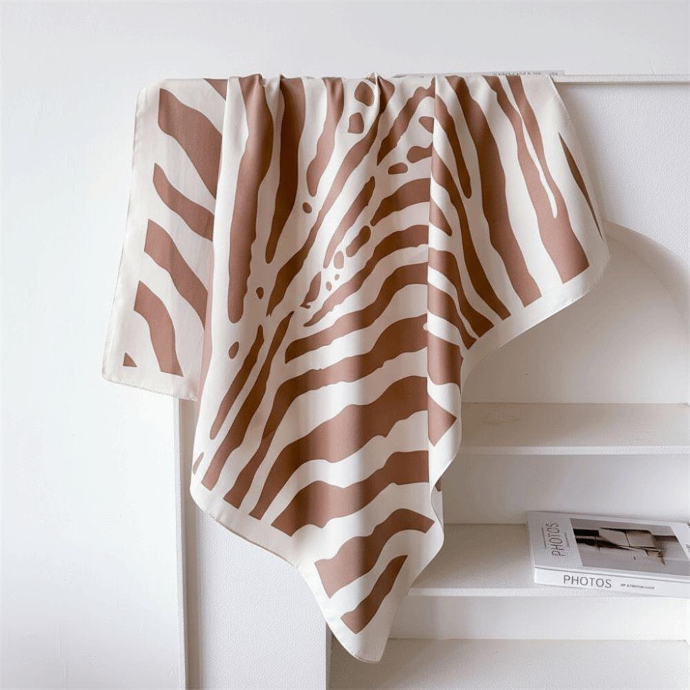 Patterned Shawl 90 CM Square Scarf Breathable Printed Silk Scarf Stripes Square Headscarf Vacation