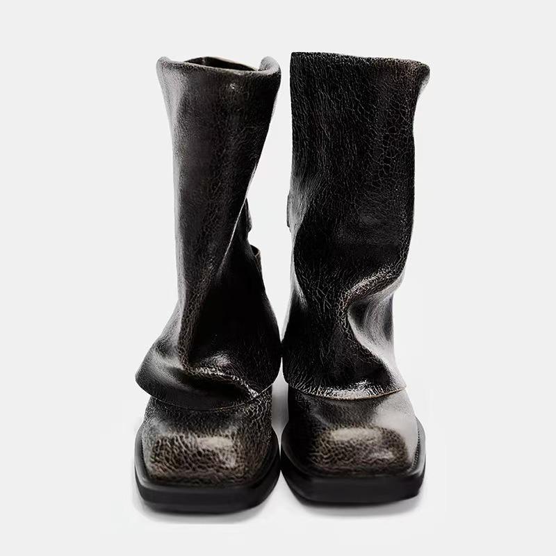 Дизайнерские брюки с пряжкой на ремне, сапоги для женщин, новые короткие сапоги с квадратным носком, женские сапоги в стиле панк на толстом каблуке