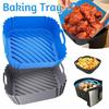 Airs Fryer Grills Tray With Double Handle Reusable Airfryer Pan Liner Tray Kitchen Supplies