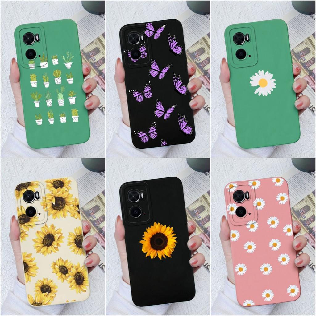 Чехол для OPPO A96 A78 A94 A8 A9X A76 A73 A93 A74, чехол с изображением подсолнуха и бабочки, роскошная противоударная защита для экрана, матовый мягкий силикон для бампера OPPO