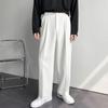 2024 New Men White Straight Pants Fashion Korean Loose Suit Trousers Casual Draped Baggy White Wide Pant Male Streetwear