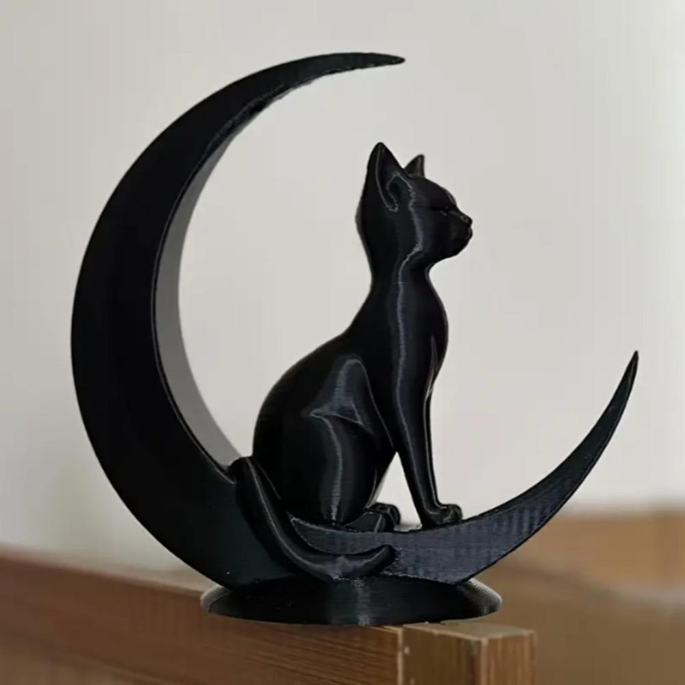 1 шт. 3D-печатные креативные игрушечные украшения Лунный Кот Декоративные Милые Кошки Настольное украшение Поделки Вечеринка Домашний декор