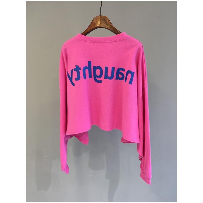 Spring and Autumn Women's Plus Size Blouse Round Neck Sweatshirt Net Red Long Sleeve Top