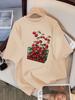 A Basket Of Cherries Printing Female Tee Shirt Breathable Casual T-Shirts Summer Short Sleeve Soft Loose Streetwear Women