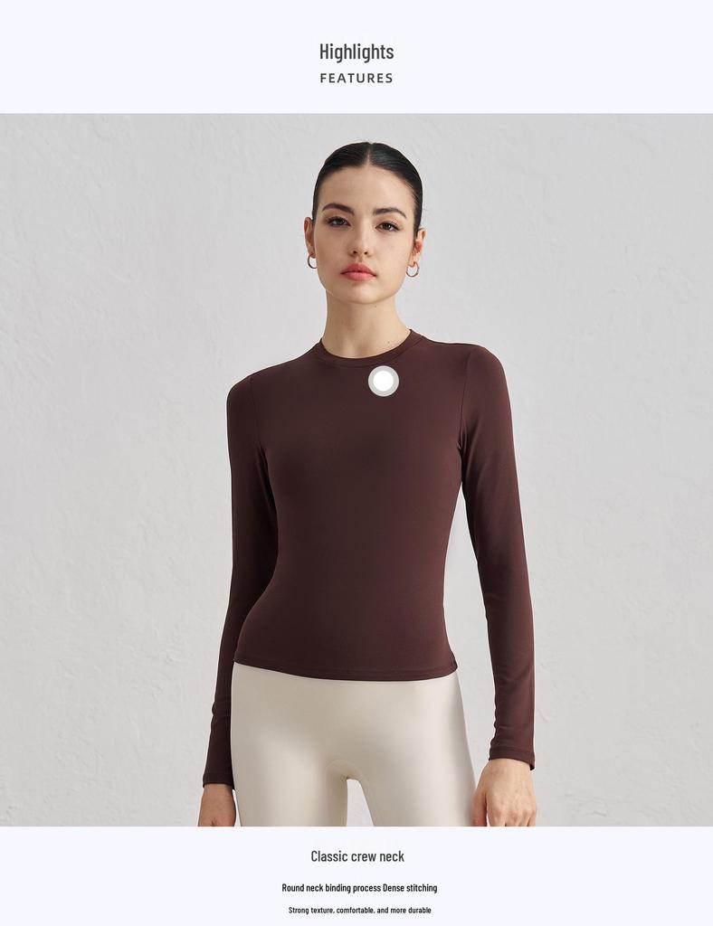 SNU Осенний свитшот с круглым вырезом, облегающий топ для йоги - Ощущение обнаженности, с длинным рукавом, фитнес базовый слой