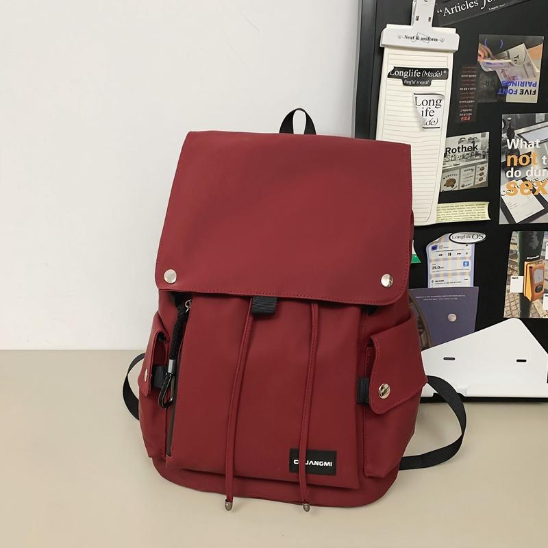 Solid Color Men's Backpack Women's Large Capacity Travel Backpack Student School Bag