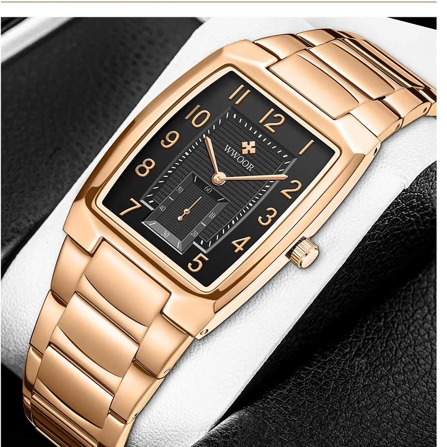 WWOOR New Gold Women Watches Creative Steel Women's Bracelet Wrist Watches Ladies Square Waterproof Watch