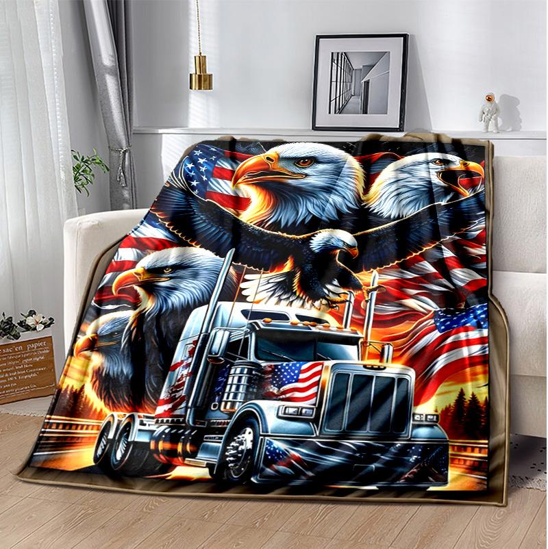 Eagle Flannel Blanket Soft Warm All-Season Throw, Design for Camping, Car Travel, Hiking Sofa, Bed, Office Perfect Gift for Parties