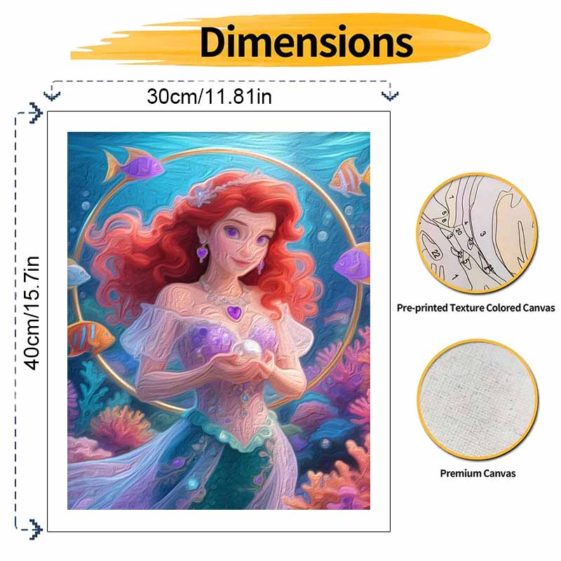 Disney Набор для рисования маслом Ариэль Русалочка держит жемчужину под водой ручная роспись DIY домашний декор