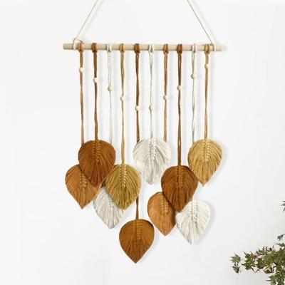 Креативный Хлопковый Бохо Декор Стен Ручной Работы Макраме Настенное Искусство Лист Гобелен Пряжа Тканый Эстетичный Настенный Подвесной Подвеска Хоумстей