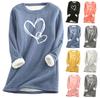 Women's Round Neck Print Thickened Plush Cashmere Warm Long Top