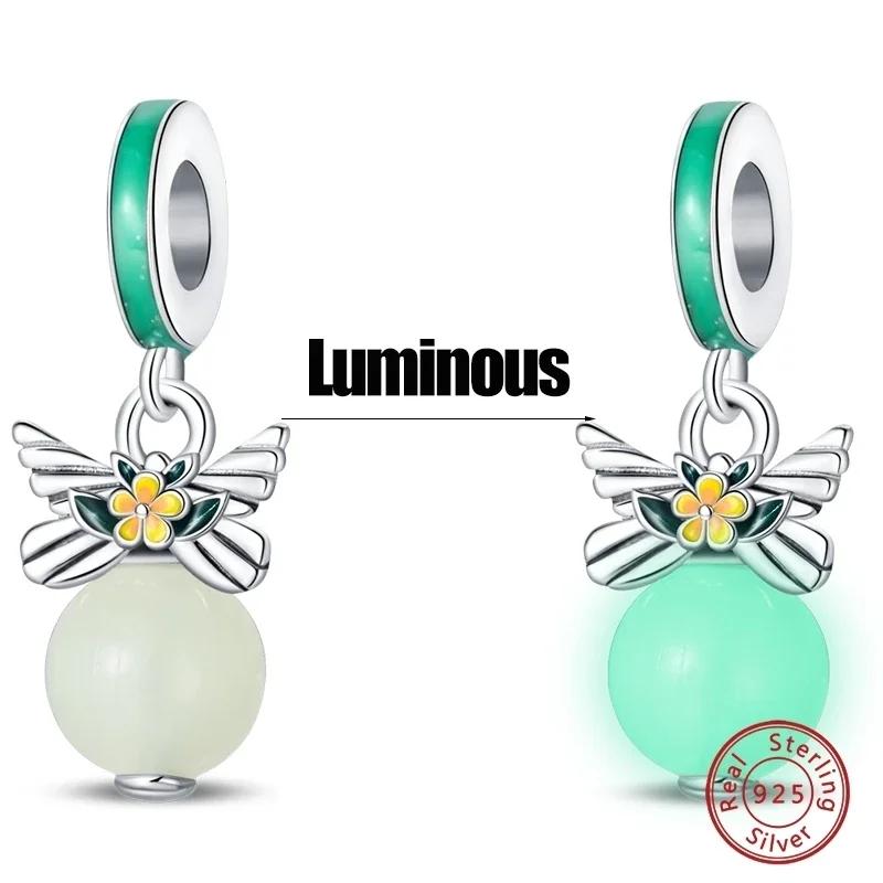 Медь Светящийся Синий Шарм Бутылочка Желаний Ангел Раковина Подвеска Бусина Подходит Браслет Сделай Сам Изысканное Изготовление Ювелирных Изделий