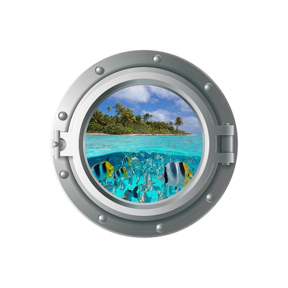 3D Effect 3D Ocean Wall Decals 35x35cm Peel and Stick Wall Decals Rental Apartment