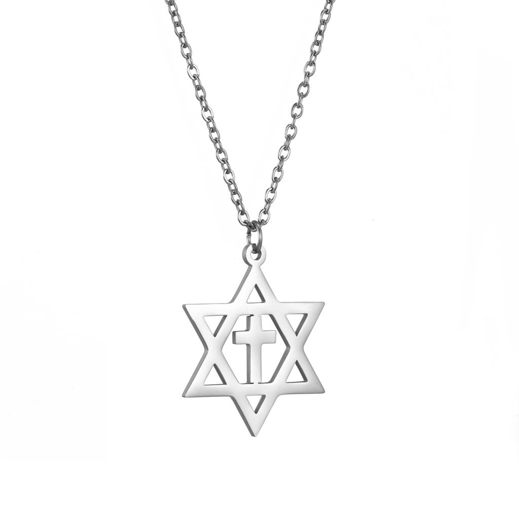 Ожерелье Magen David Yurman North Star из нержавеющей стали, мужское ожерелье, настоящая Звезда Давида из нержавеющей стали