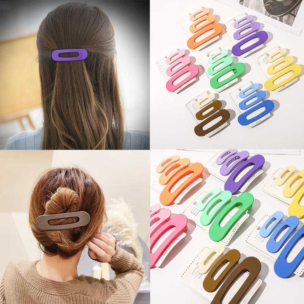 3Pcs Matte Hair Claws Large Hair Barrettes Useful Flat Hair Clips Women