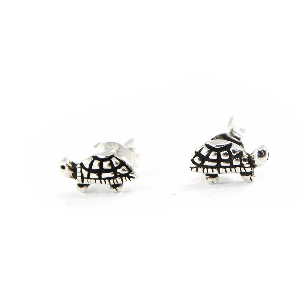 Les Trésors De Lily [C5598] - Silver 'Turtle' Earrings
