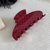 Decorative Hair Clamps Polka Dot Claw Clip for Women, 3.9 Inch Black/White/Red Big Clips, Large Clips Women Accessory, Strong Hold No Slip Thick