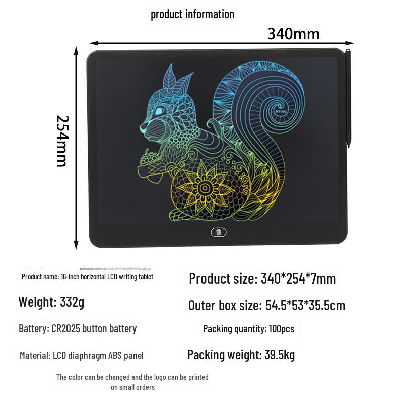 Children's Large LCD Handwriting Tablet with One-Click Clear Feature for Drawing and Writing