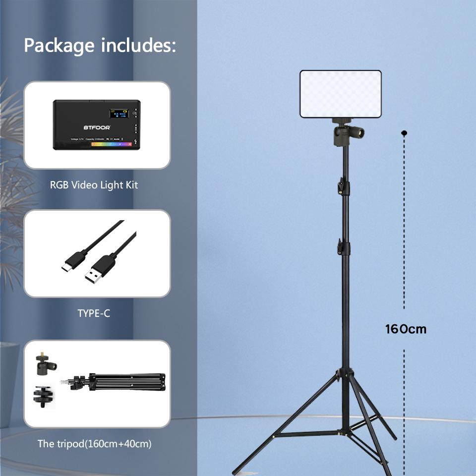 Светодиодный RGB-светодиод для видеосъемки, панель освещения камеры CRI95 + 2500-9000K, ЖК-дисплей, холодный башмак для прямой трансляции Vlog DSLR