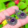 Sage Amethyst Gemstone Handmade 925 Sterling Silver Jewelry Earring 2.05" F8c32