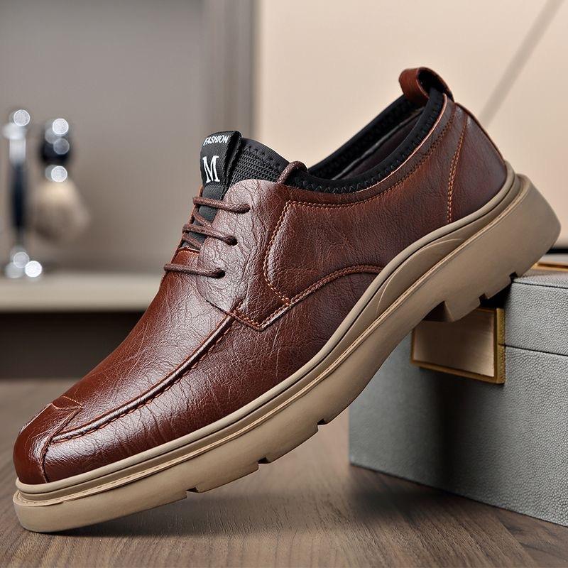 Men S Breathable Outdoor Casual Business Slip On Leather Shoes
