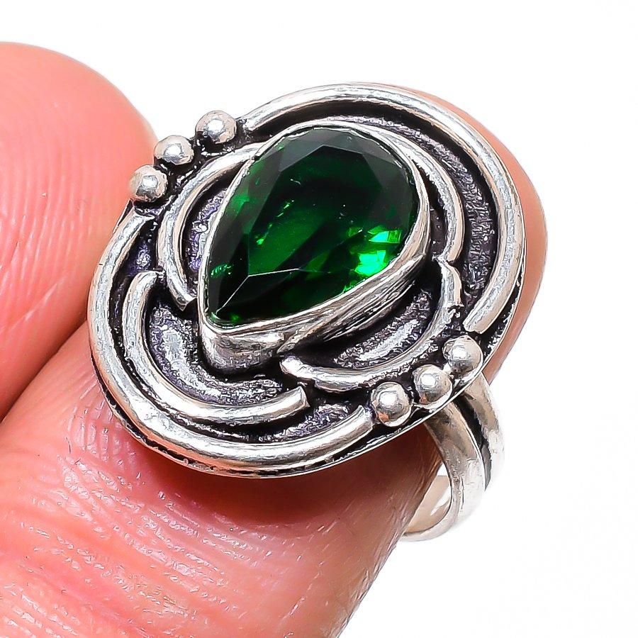 Chrome Diopside Handmade 925 Sterling Silver Jewelry Ring Size 8 L4Y29