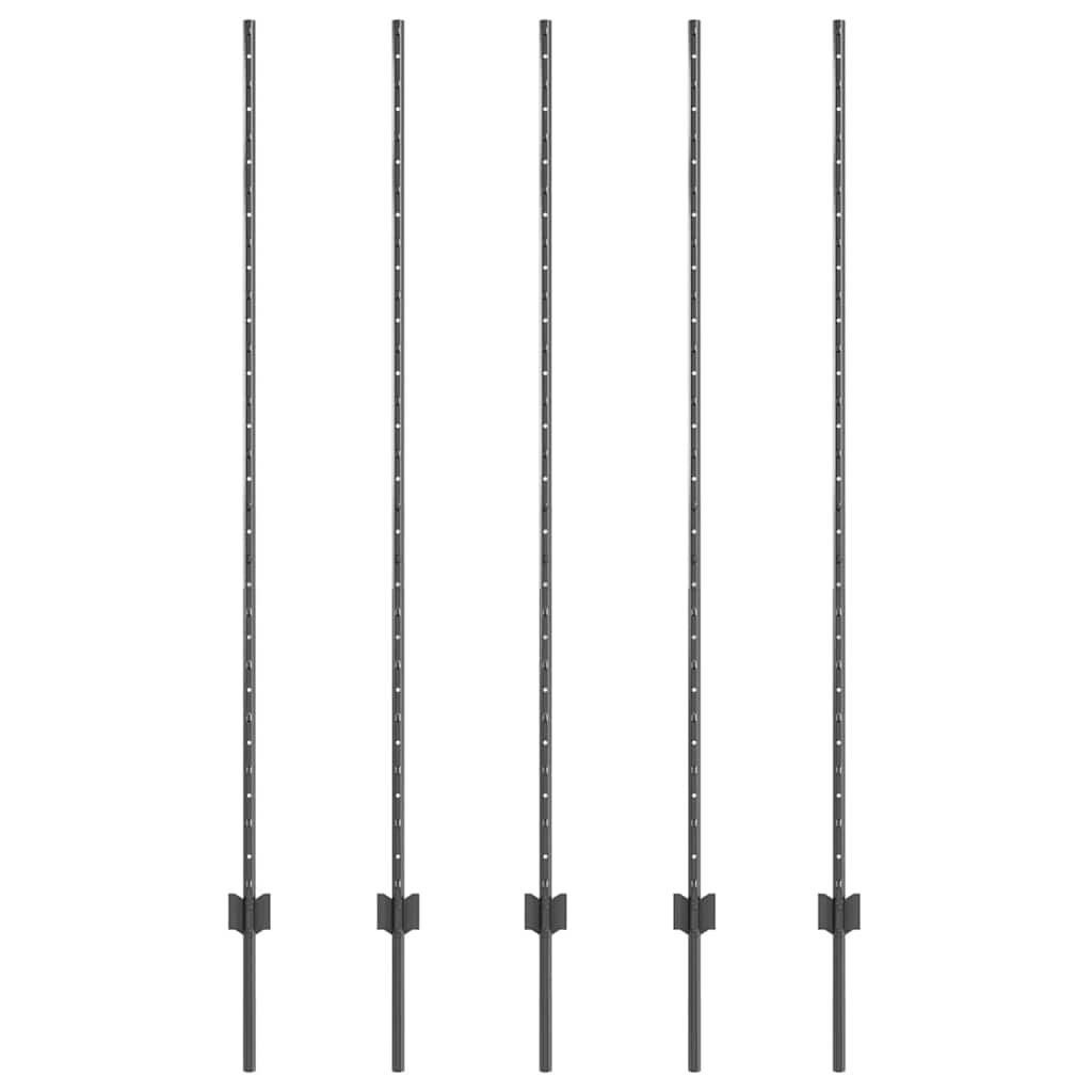 Embedded Fence Post 5 pcs Gray 200 cm